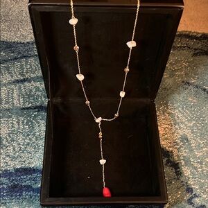 Avon Gold and Red Necklace with Y-Shaped Drop